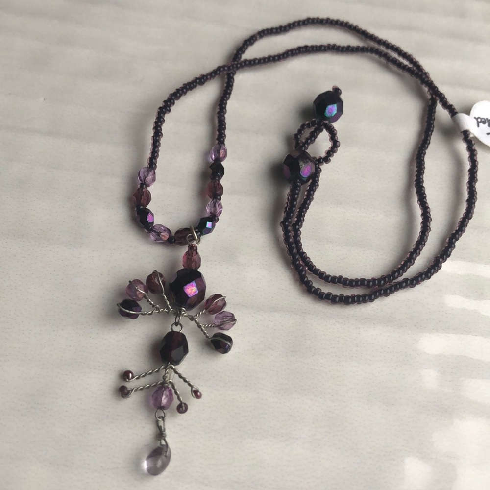Hand Beaded Purple Necklace